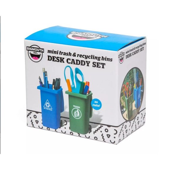 Bigmouth Mini Trash & Recycling Bins Desk Storage Caddy Set Holder - Picture 3 of 3
